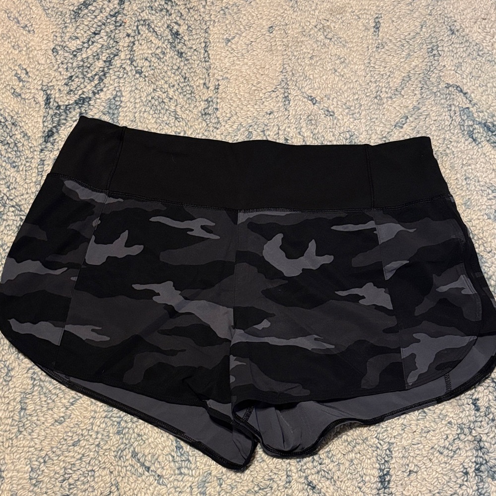 Athleta Black and Gray Camo Athletic Shorts